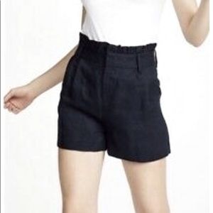 FRAME Linen Paper Bag Pleated Shorts